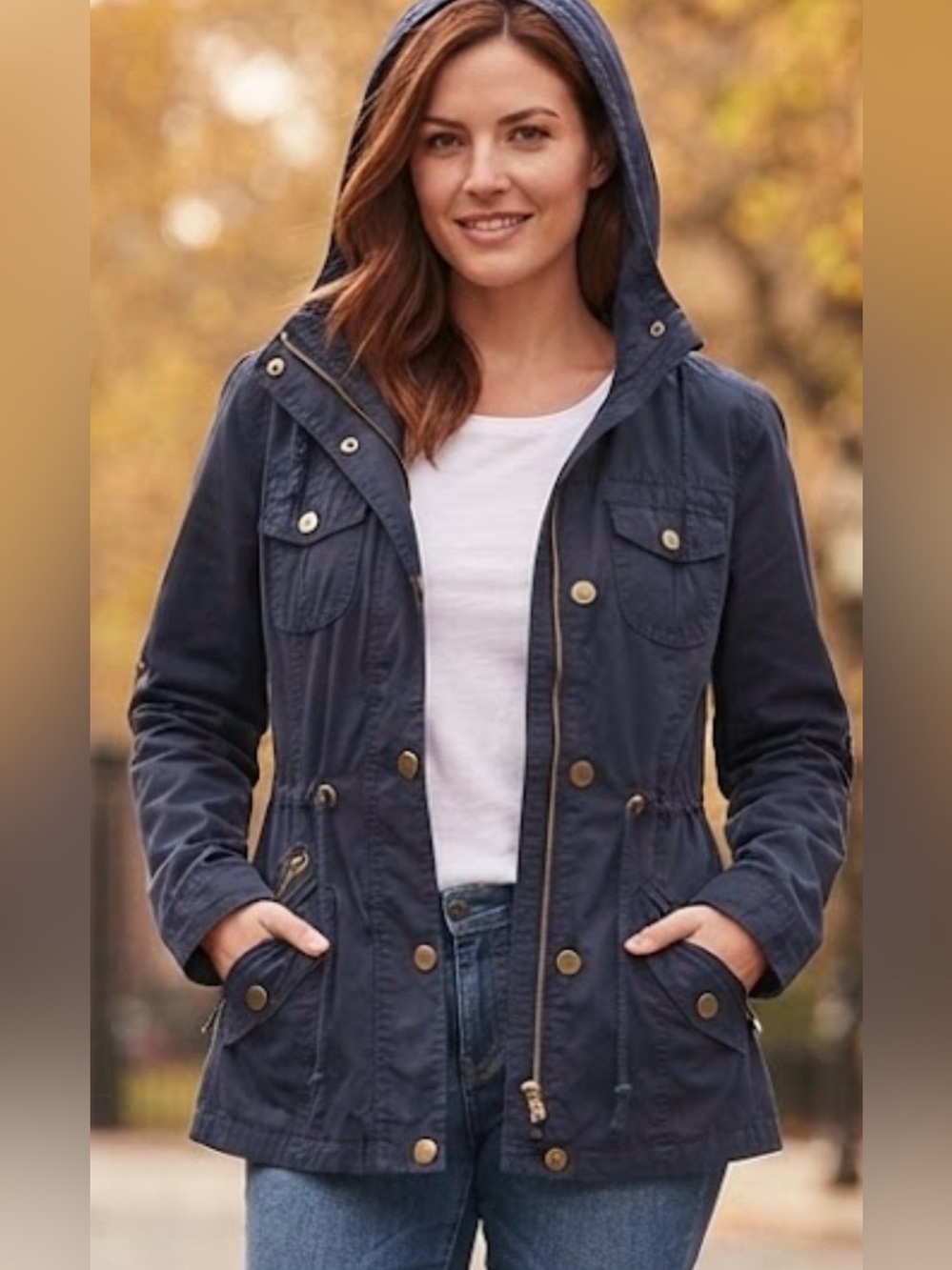 MADE BY JOHNNY Women's Navy Blue Utility Anorak Jacket Size M
